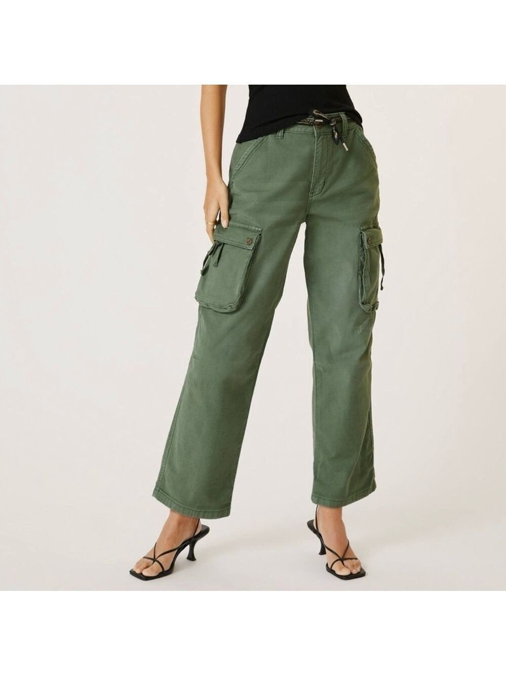 Anthropologie Pilcro Cargo Utility Pants Size 25 Olive Green Relaxed Fit Pockets